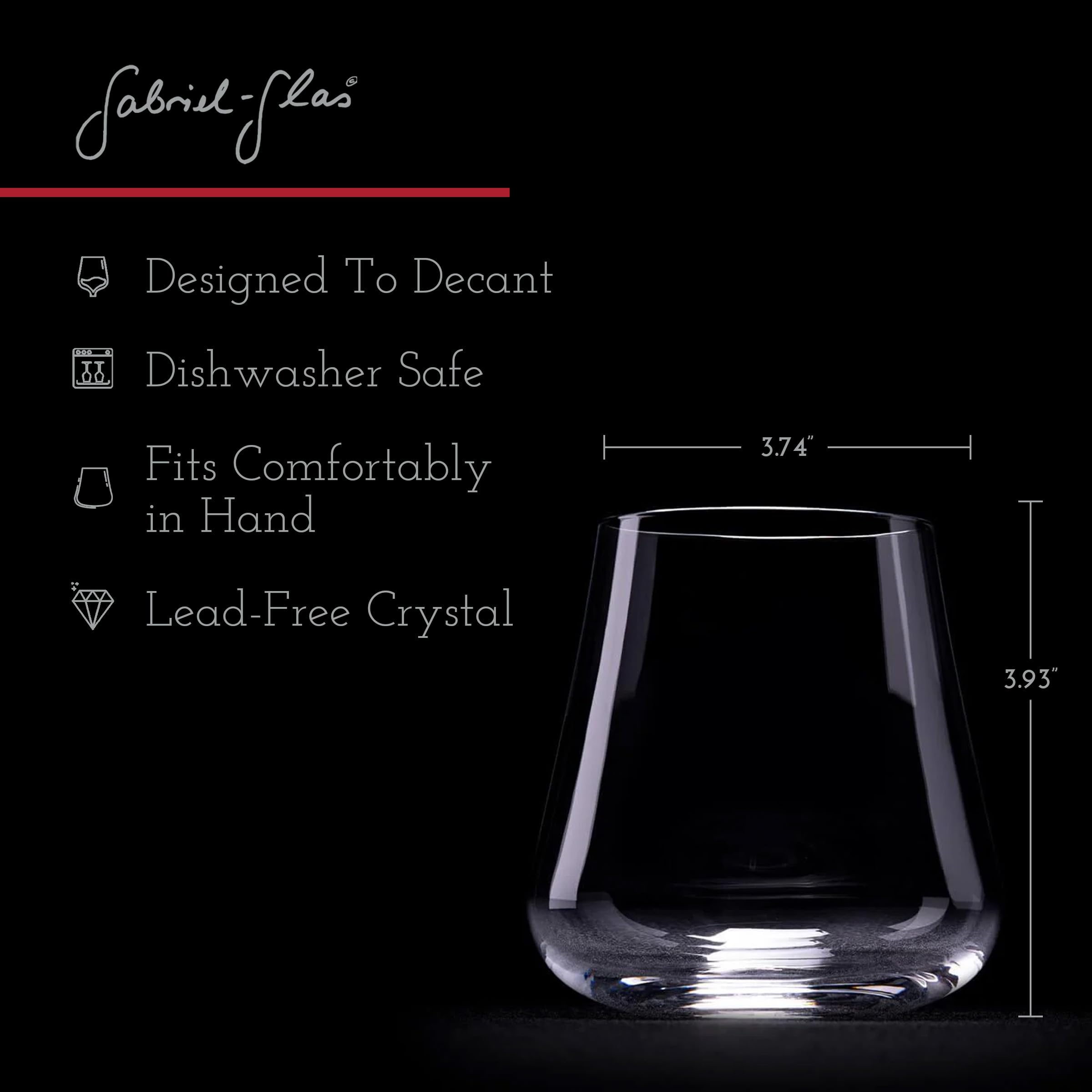 Gabriel-Glas stemless glass hand-feel for comfortable grip during tasting