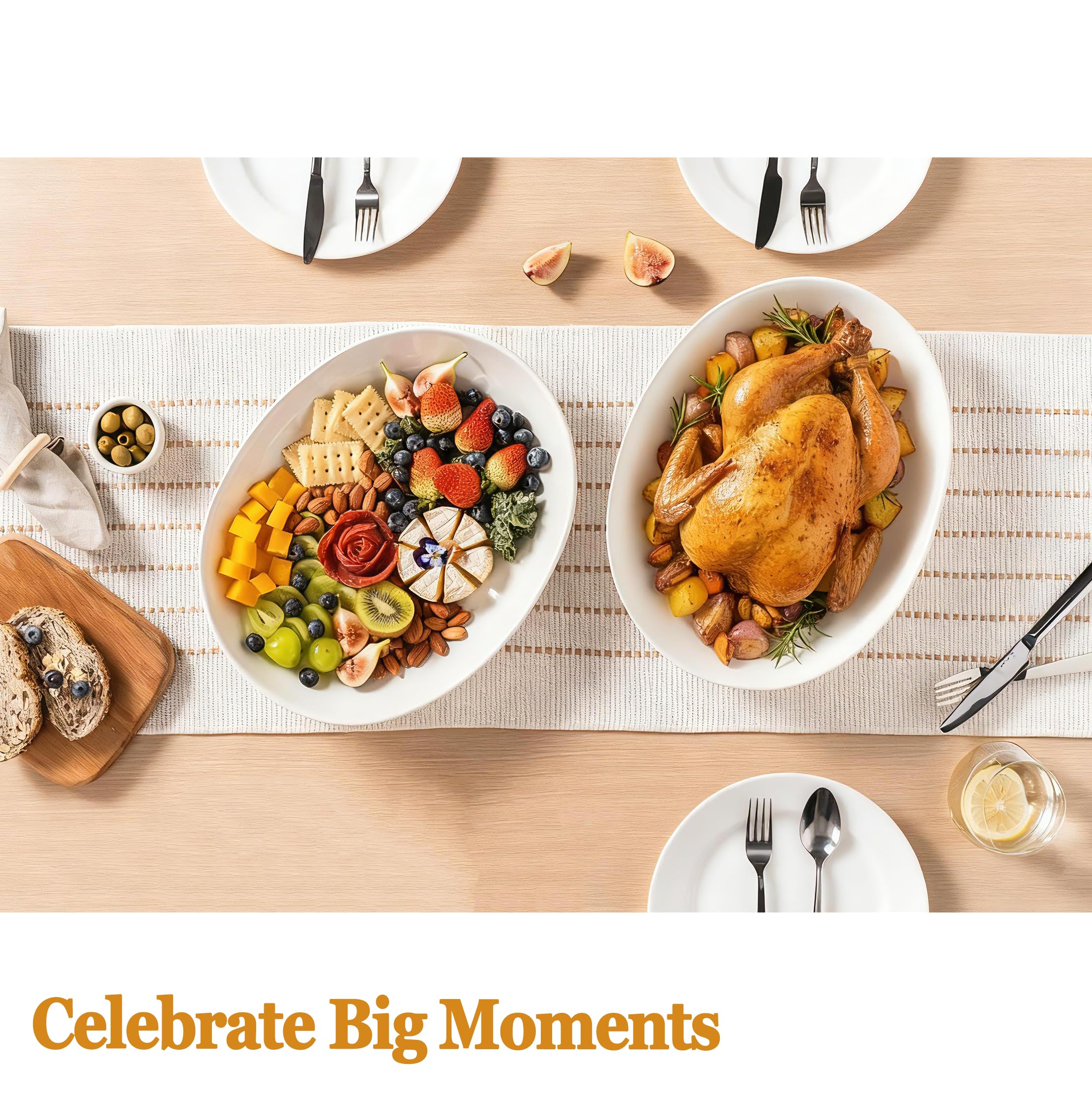 Gacoree turkey-serving oval platter supports family-style holiday dinners