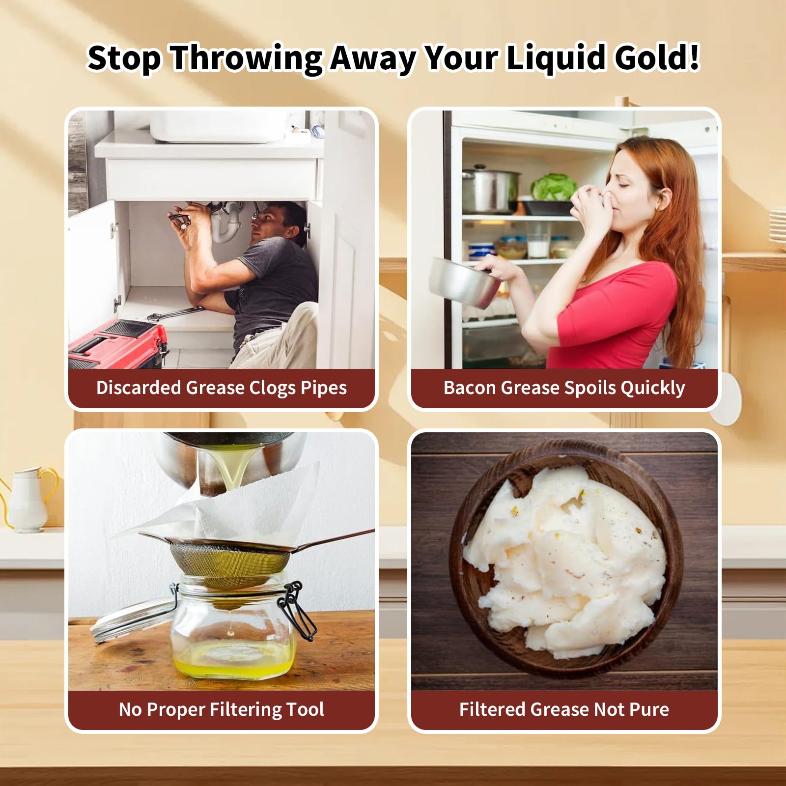 GADO pour spout enables even, mess-free filling of hot oil