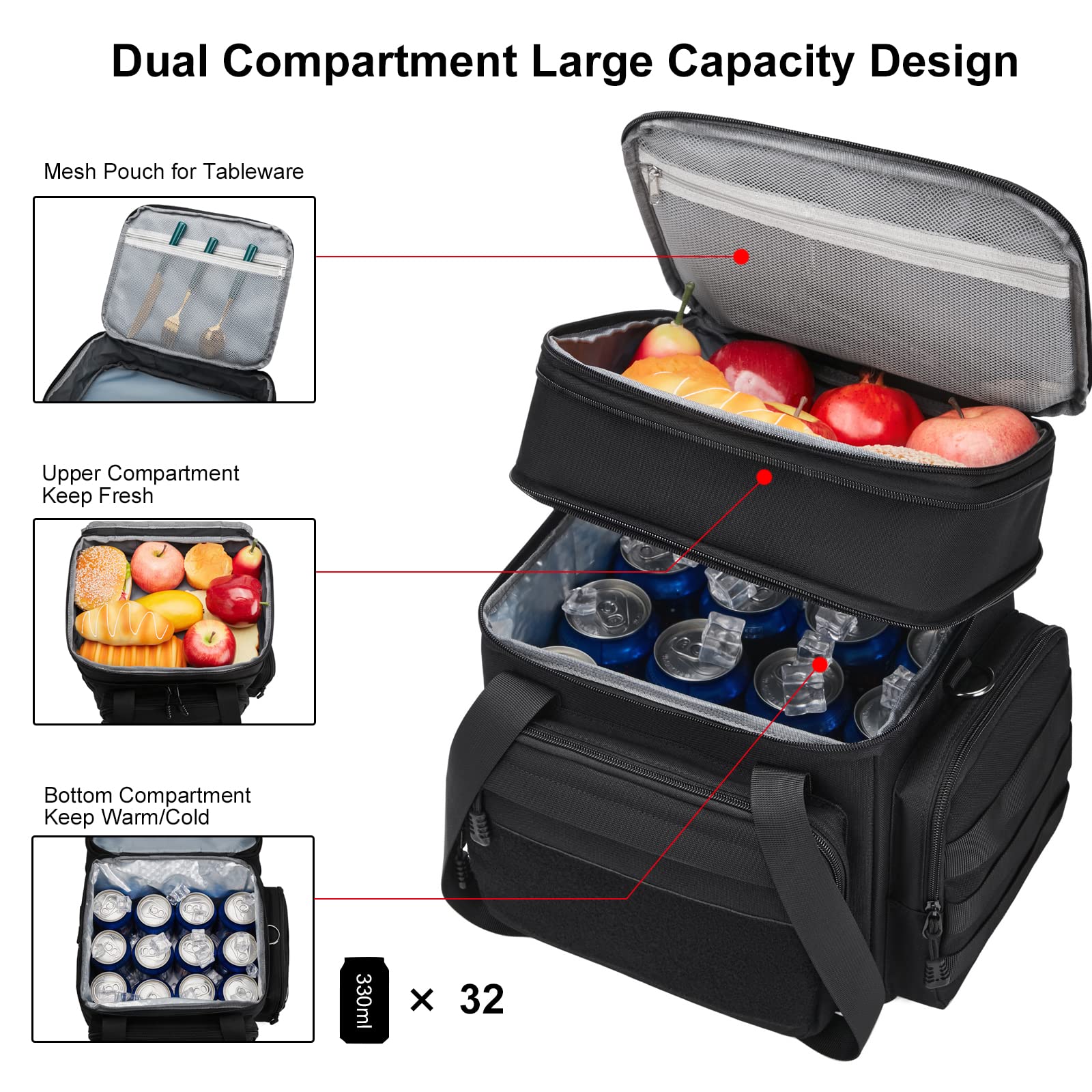Gafetrey lunch box expandable upper compartment enables extra space for snacks or sides.