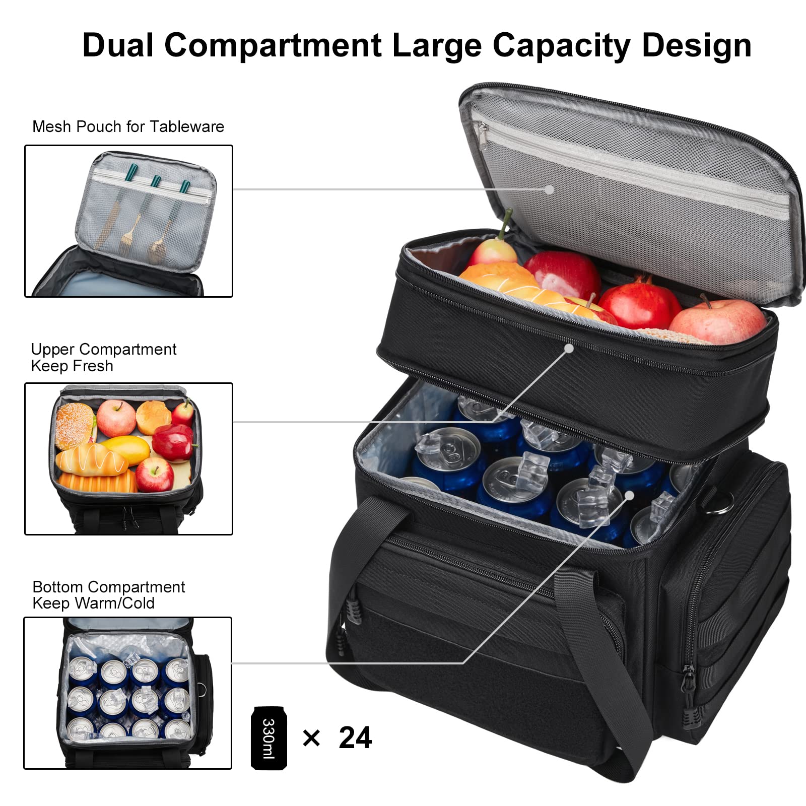 Gafetrey lunch box upper expandable compartment showing extra height when needed.