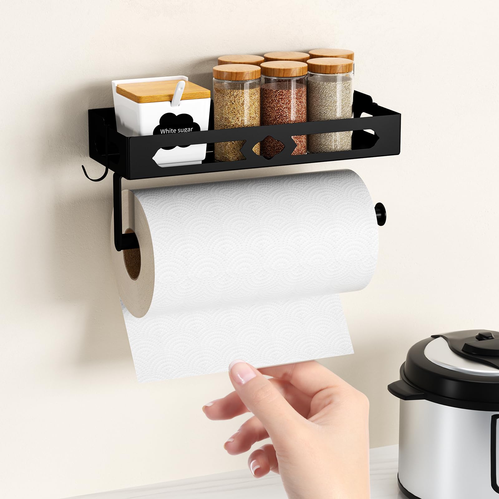 Gaguiup paper towel holder with shelf for organized small items.