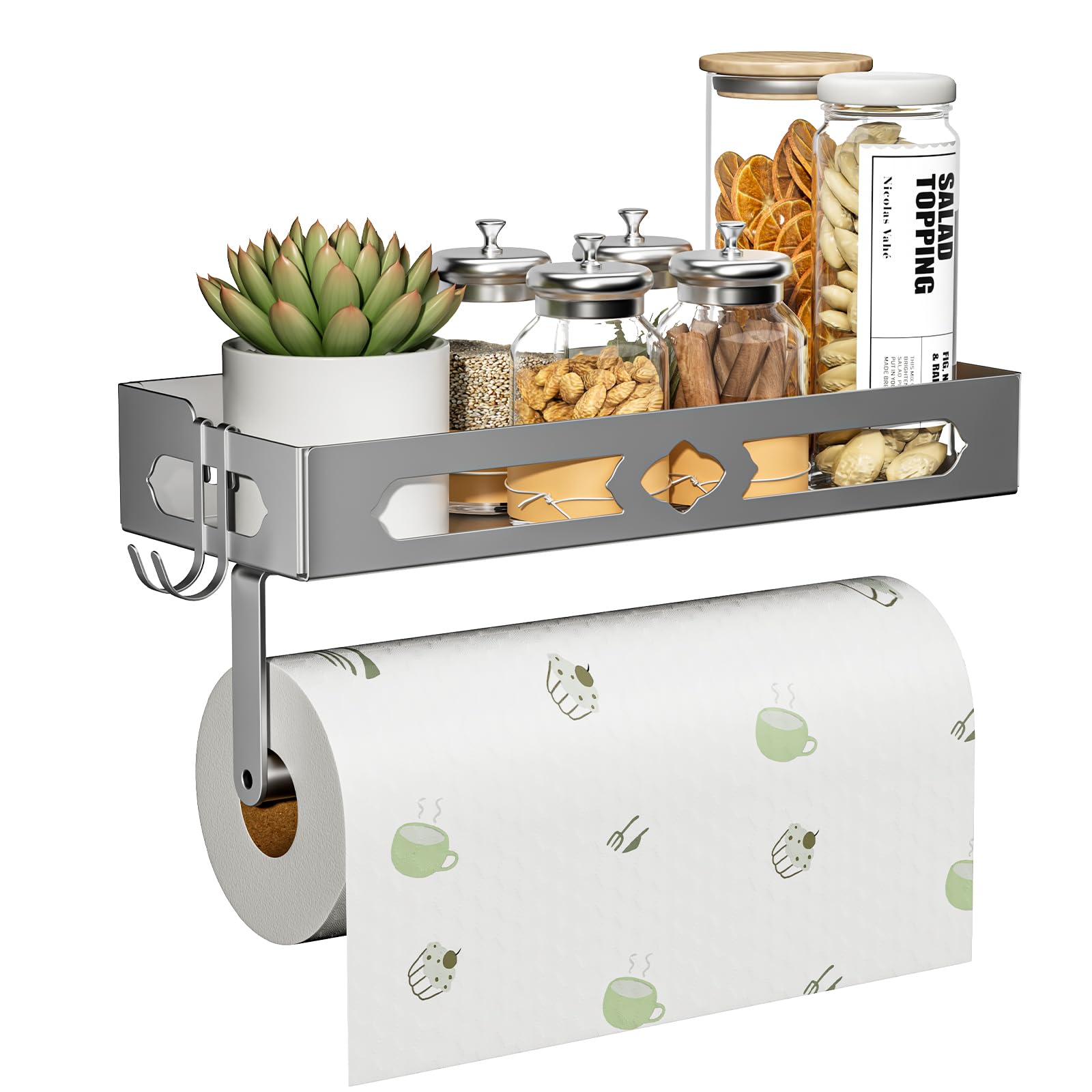 GAGUIUP stylish kitchen paper towel holder with shelf keeps towels organized.