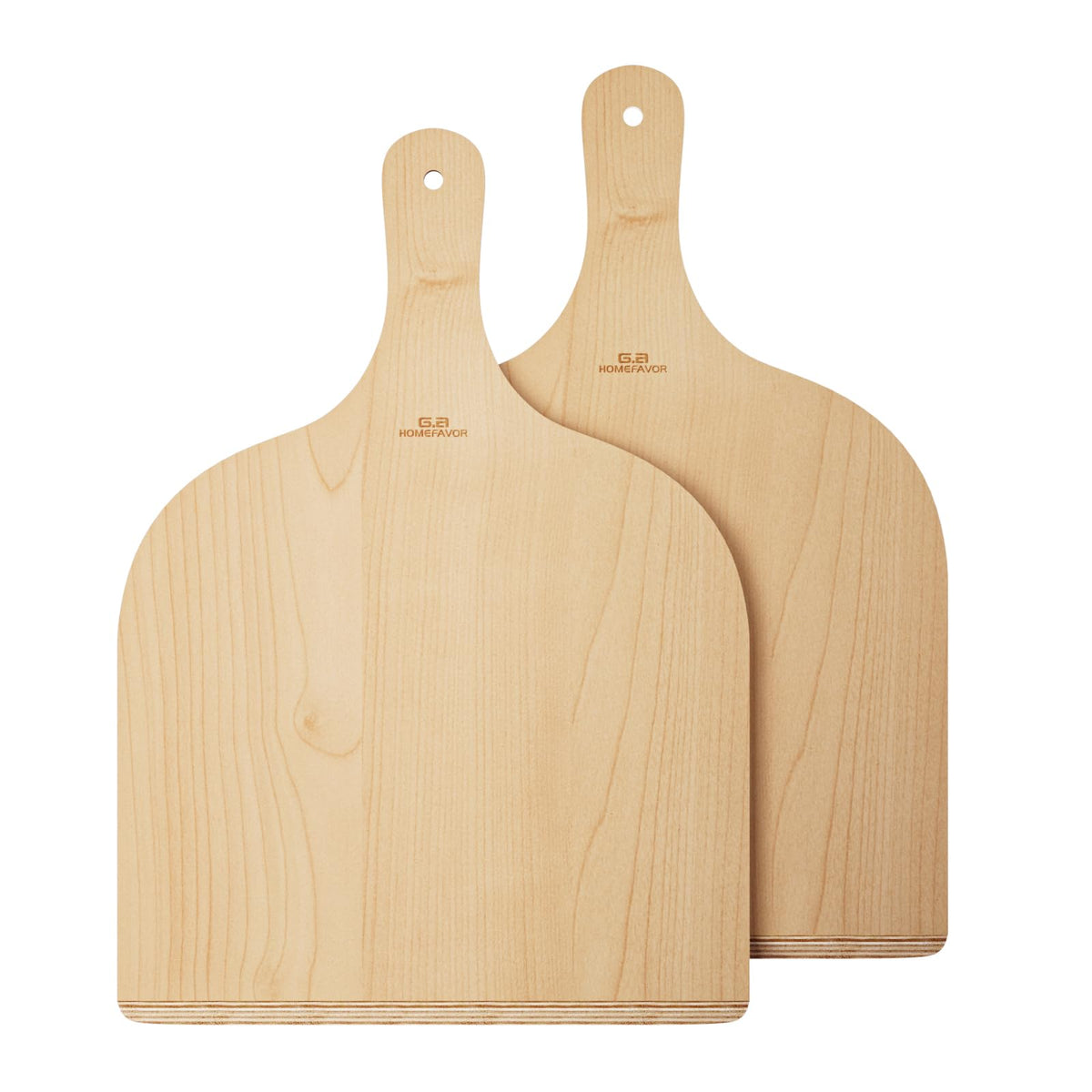G.a HOMEFAVOR pizza peel 12-inch with wood handle for easy oven transfer.