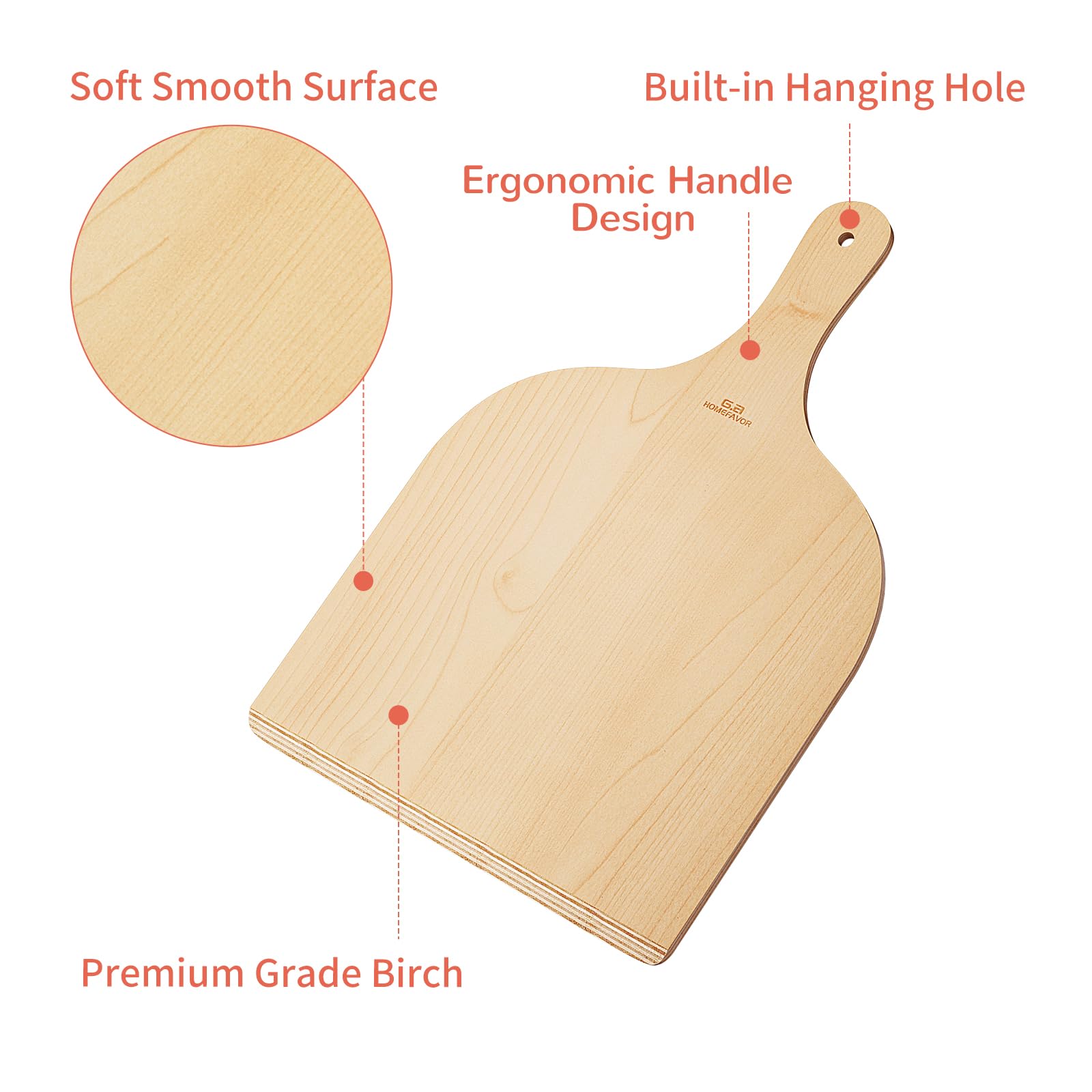 G.a HOMEFAVOR wood paddle-spatula showing natural birch grain and sturdy build.