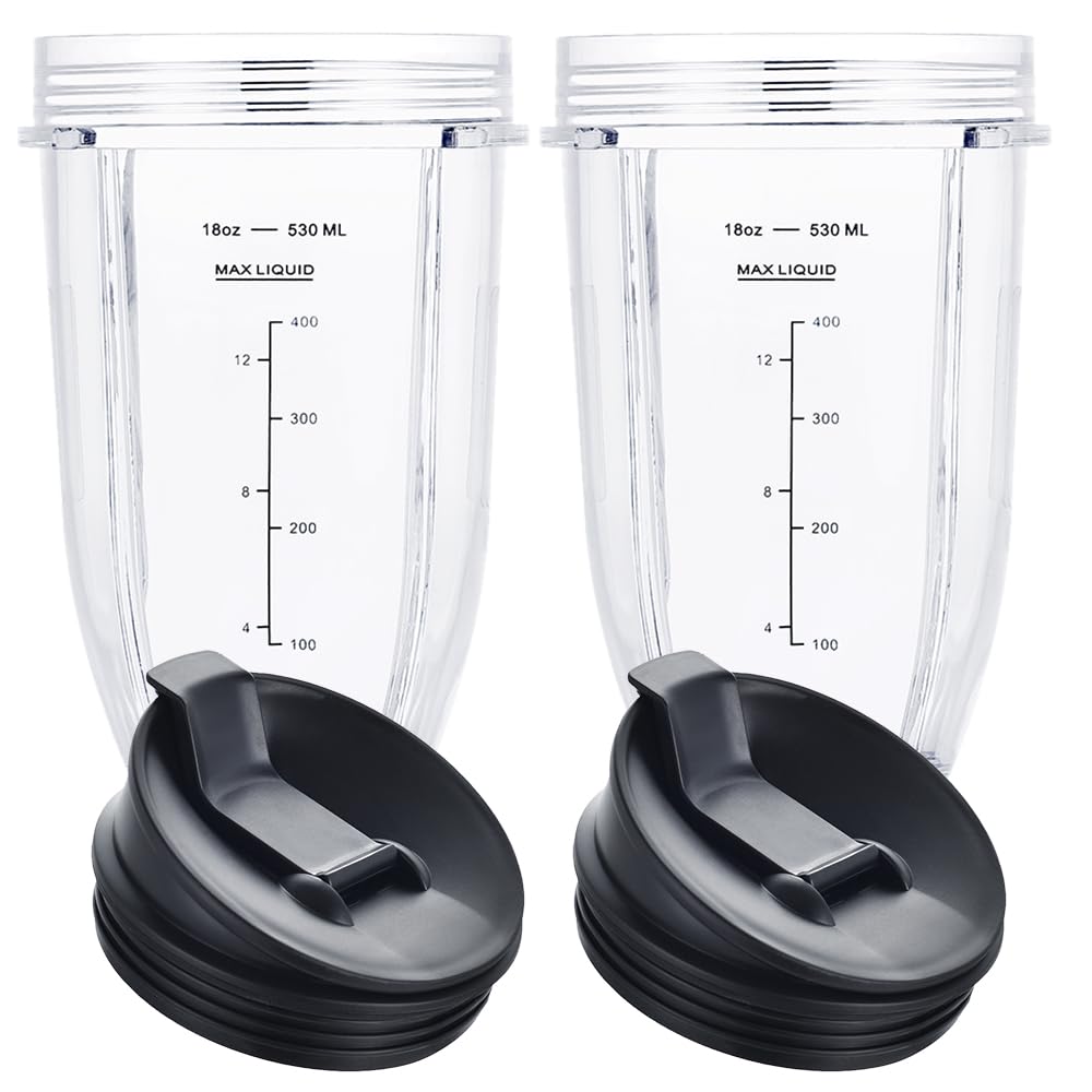 GahsElec blender cups 18oz compatible with Ninja models, durable and dishwasher safe