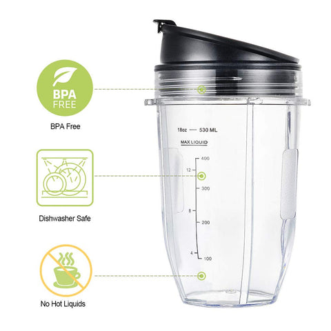 GahsElec 18oz cups replacement parts for Nutri Ninja Auto IQ systems