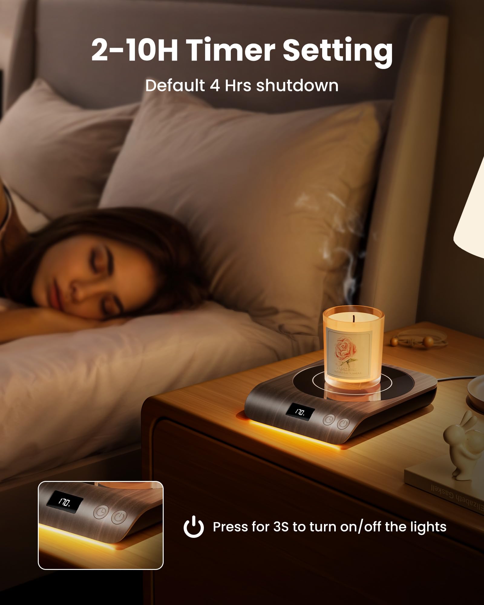 Gaiatop warmer with three temperature settings for beverages.