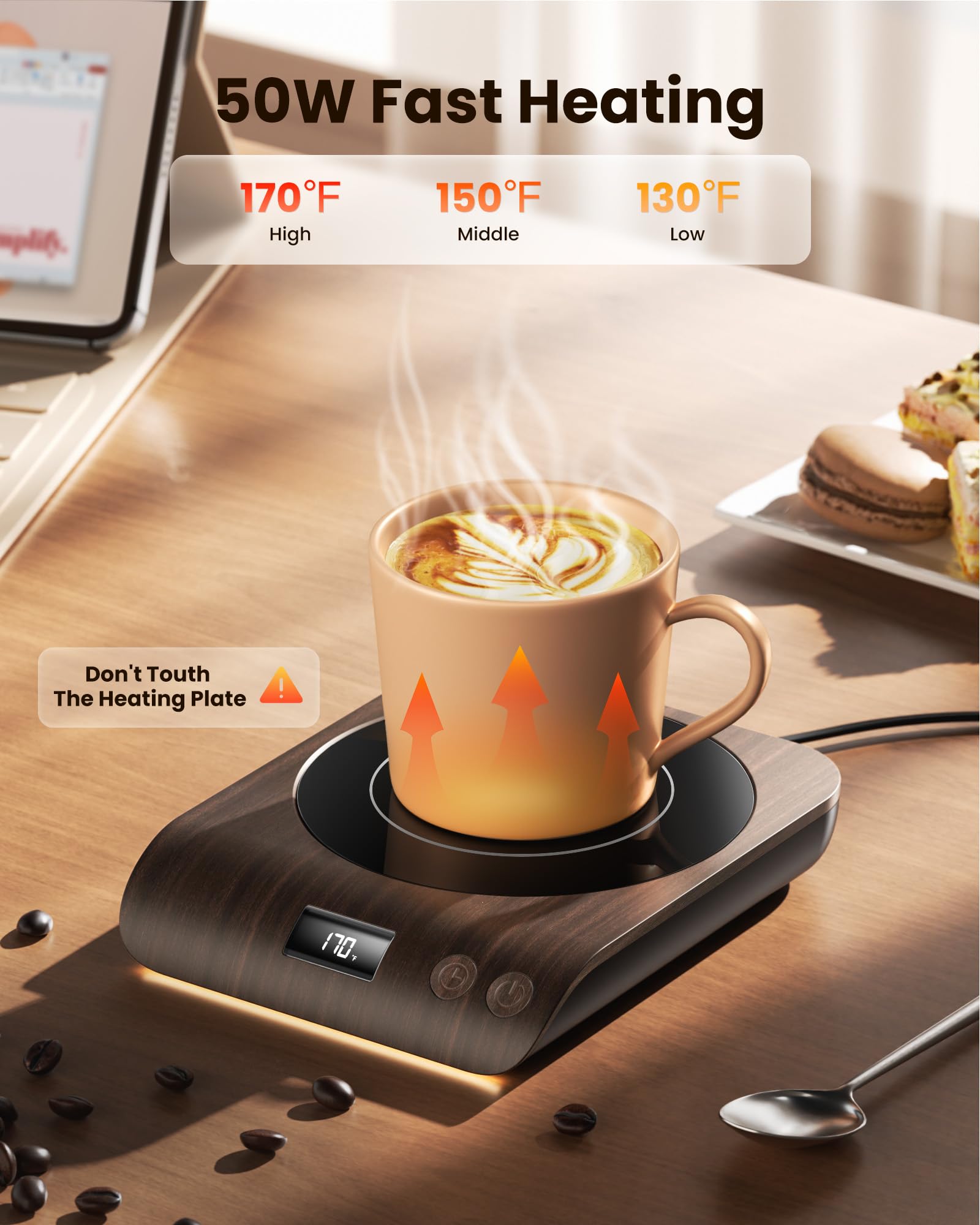 Gaiatop mug warmer LED display provides precise temperature readouts.