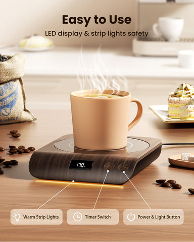 Gaiatop wide heating plate suits most flat-bottom mugs.