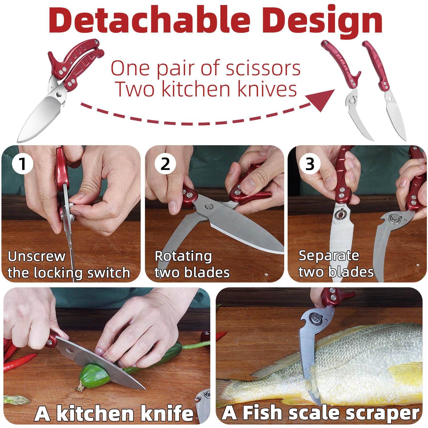 GAIFONGRE poultry shears dishwasher-safe label on the handle