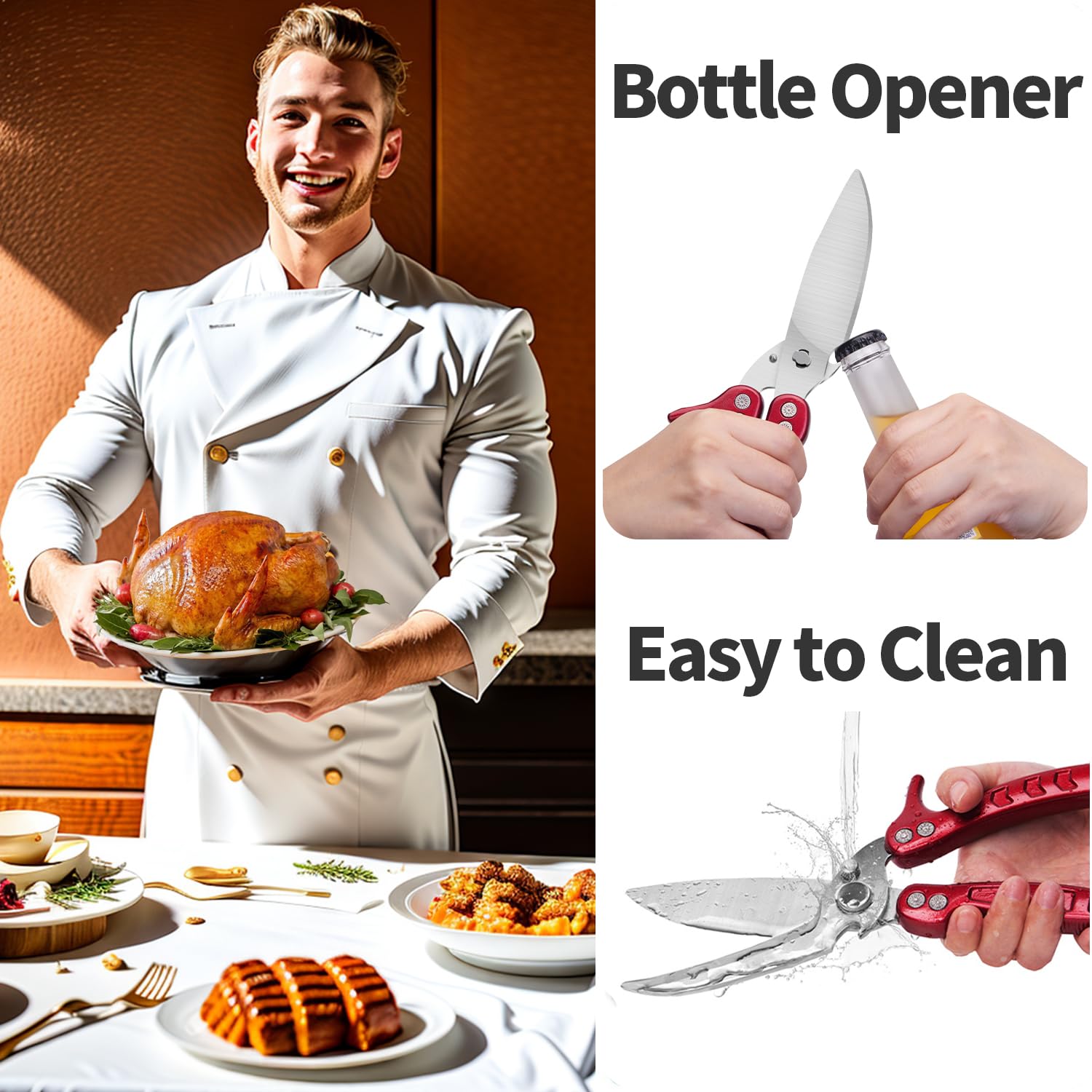 GAIFONGRE poultry shears disassembly action for thorough cleaning