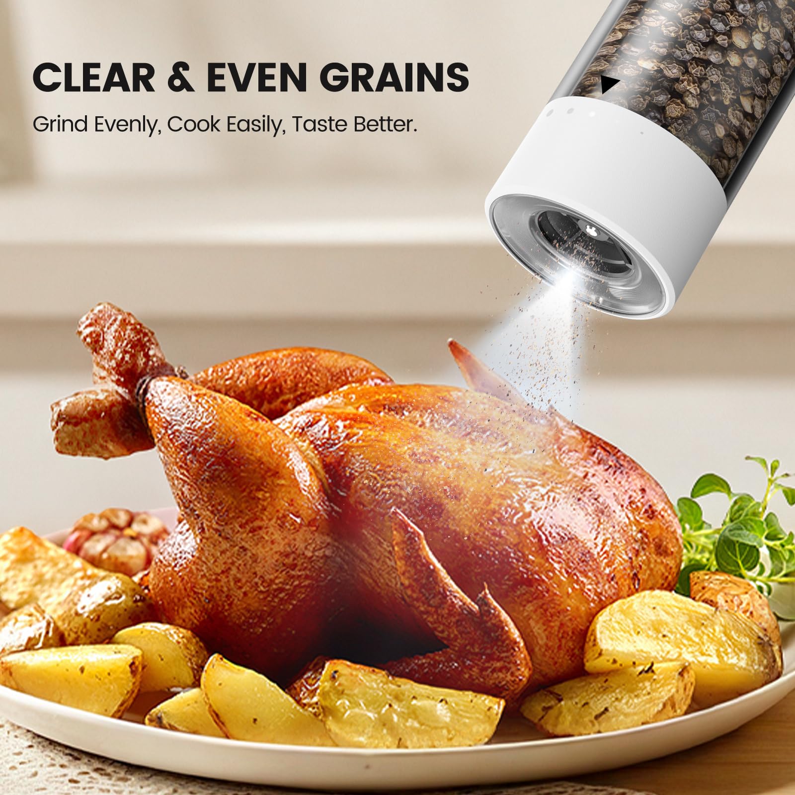 Gaivis built-in LED light for precise seasoning in dim light