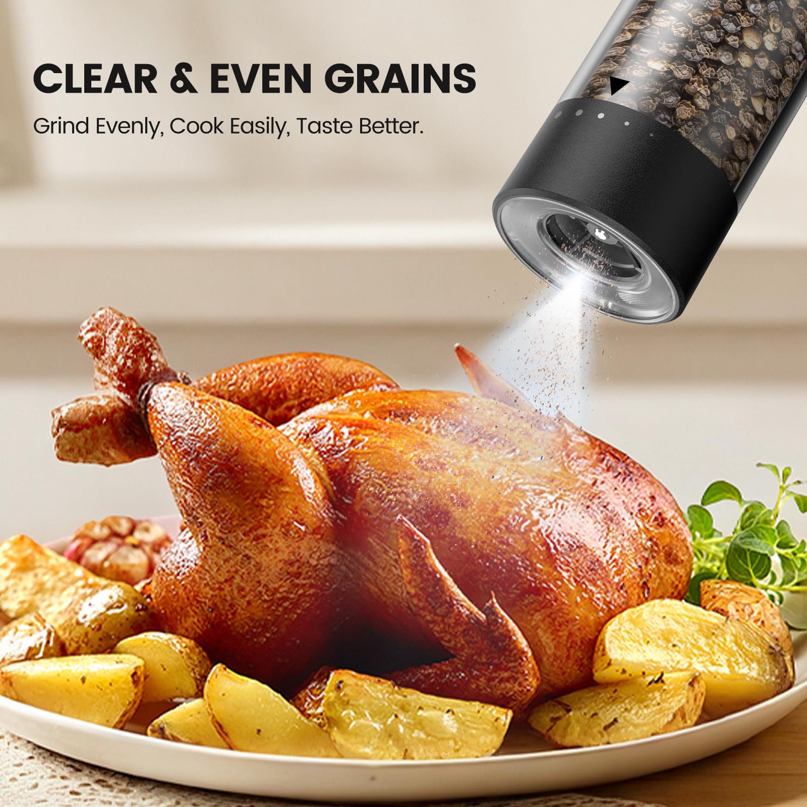 Gaivis built in LED light for precise seasoning in dim environments