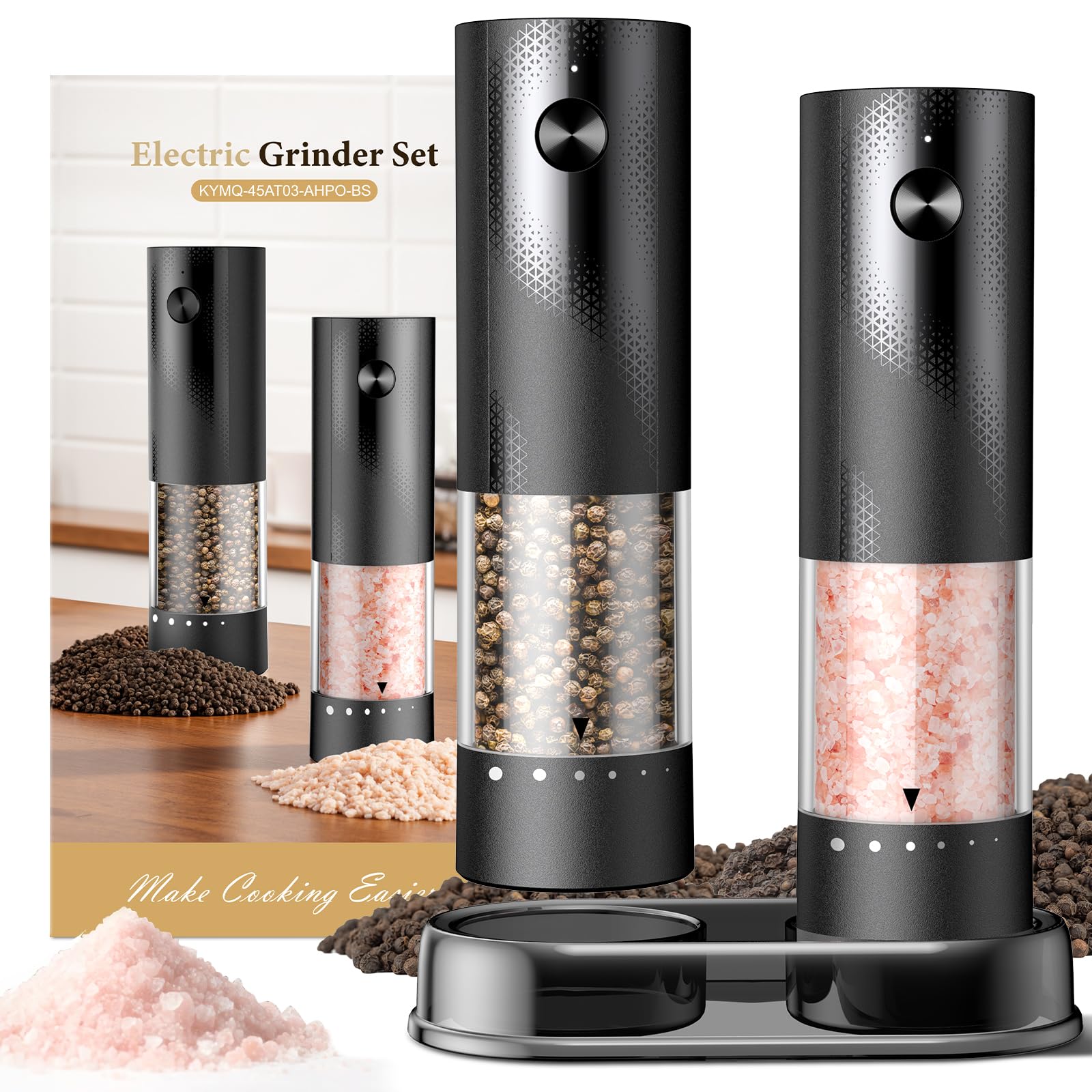 Gaivis electric salt and pepper grinder set with quick recharge for seamless cooking