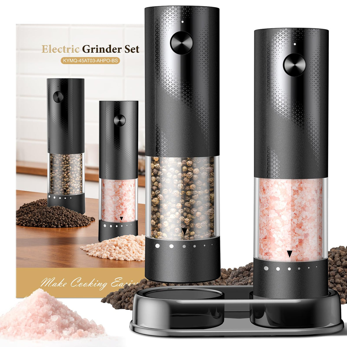 Gaivis electric salt and pepper grinder set with quick recharge for seamless cooking