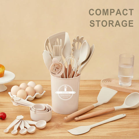Gaixvny 34P soup ladle with wooden handle for serving soups