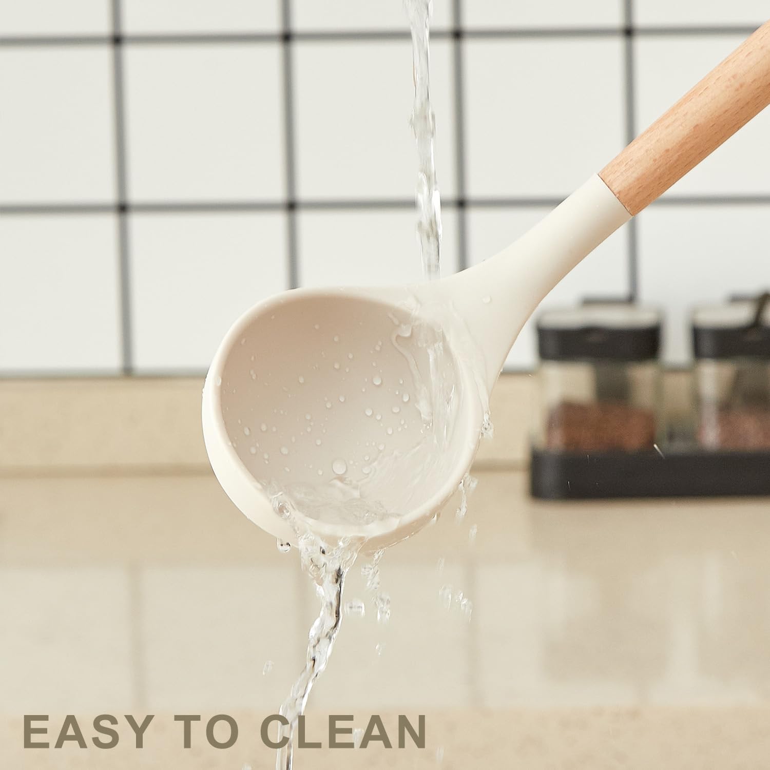 Gaixvny 34P whisk with wooden handle for smooth mixing