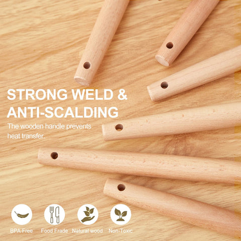 Gaixvny wooden-handle whisk perfect for blending sauces and batters.
