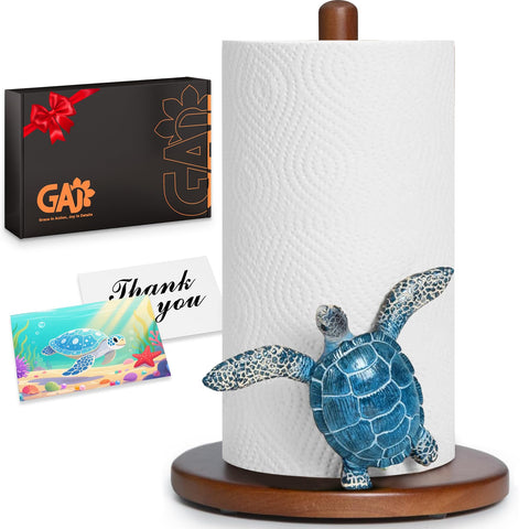GAJ blue turtle paper towel holder adds coastal charm to kitchen