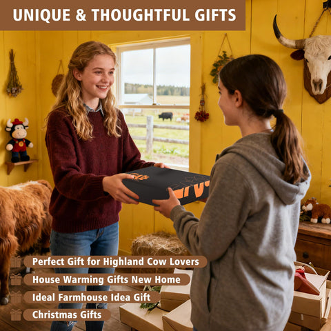 GAJ Highland Cow jumbo roll-capacity holder accommodates larger towels