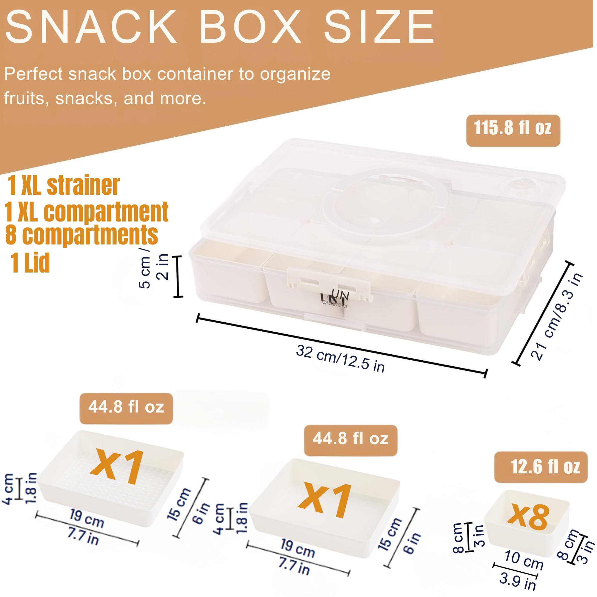 Galanova Snackle Box lid with airtight seal to keep freshness.