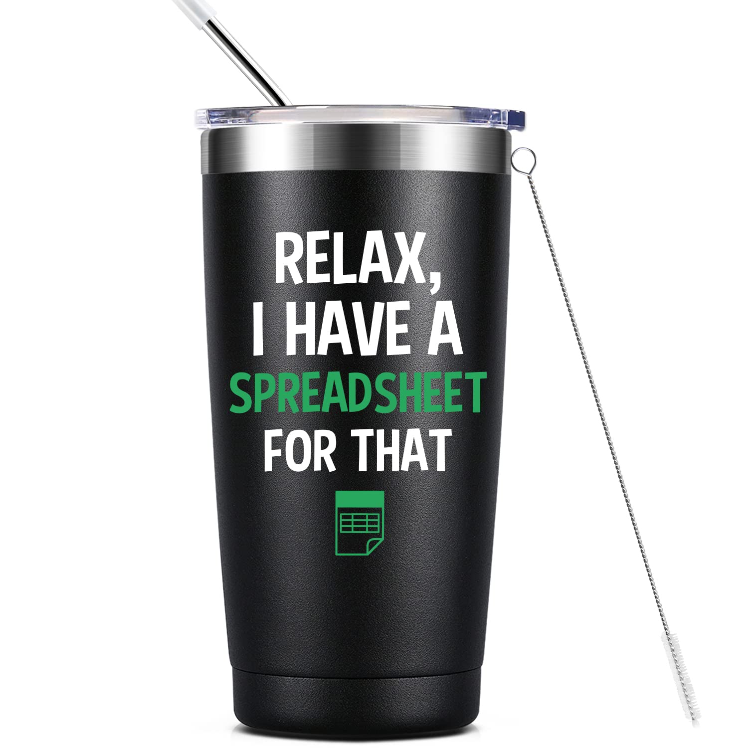GALAROES Relax Spreadsheet mug with lid, ideal for desk coffee and stress-free gift.