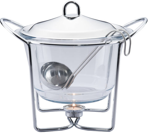 Galashield 4-quart soup warmer assembly on display, stylish heat retention for events