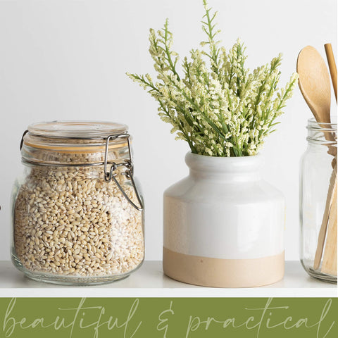 Galashield jar with compact 4.25 in footprint fits on shelves