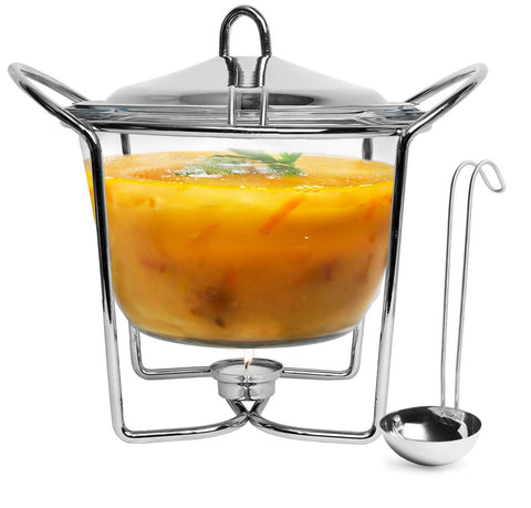 Galashield glass dish view shows clear, heat-resistant surface for colorful soups