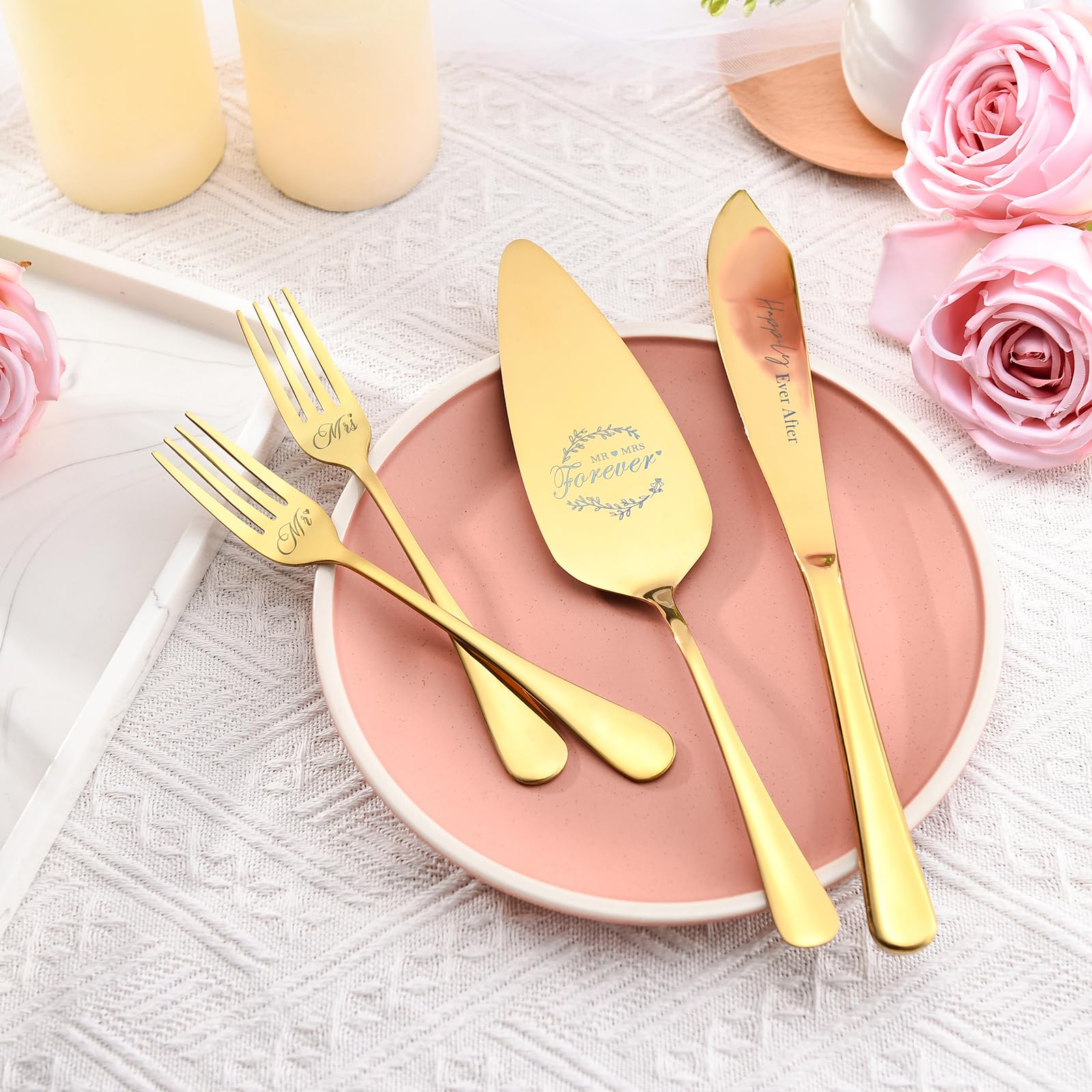 Galaxozent wedding cake server with gold finish for upscale dessert service.