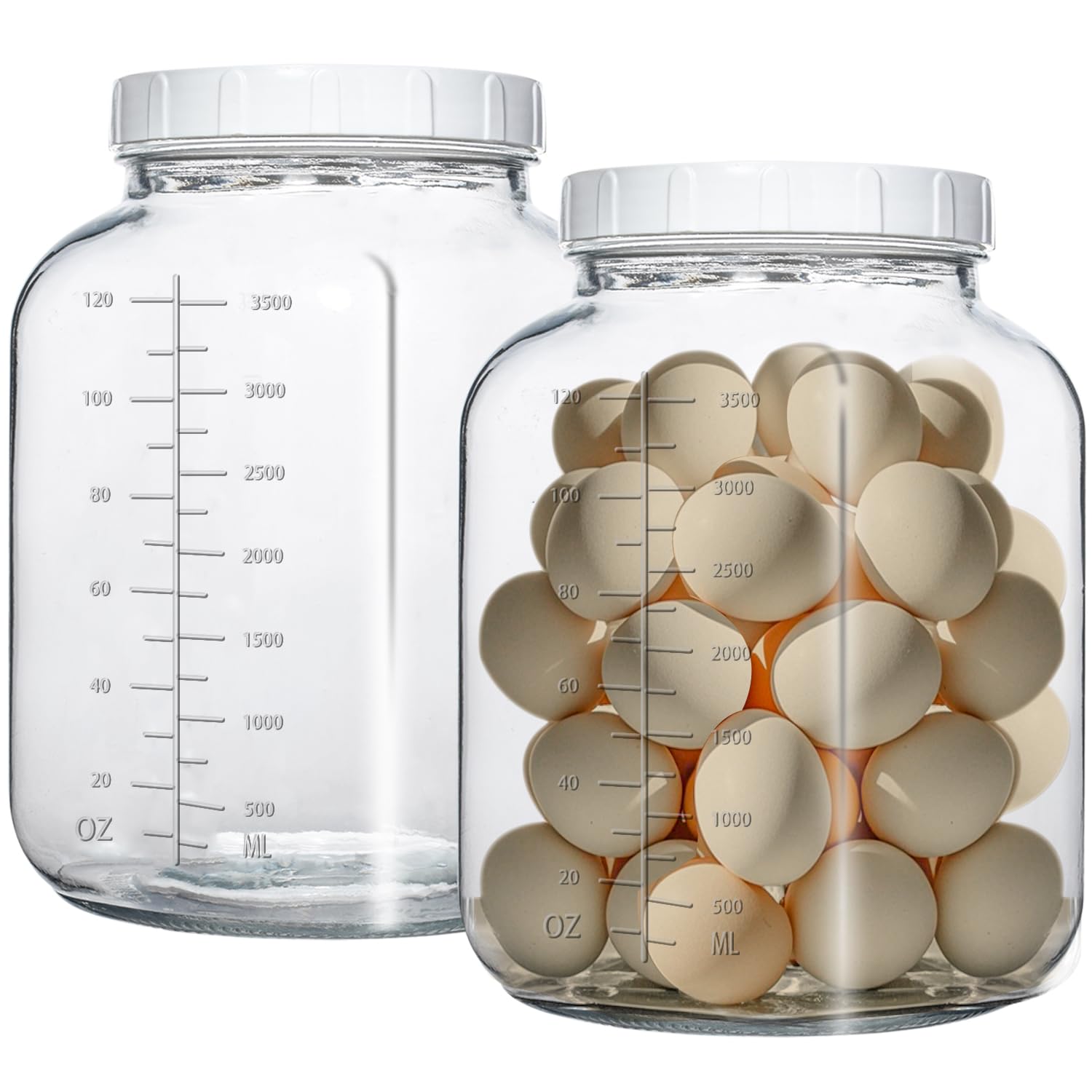 Galssmagic 1-gallon glass jar with lids shows clear visibility for easy freshness checks.