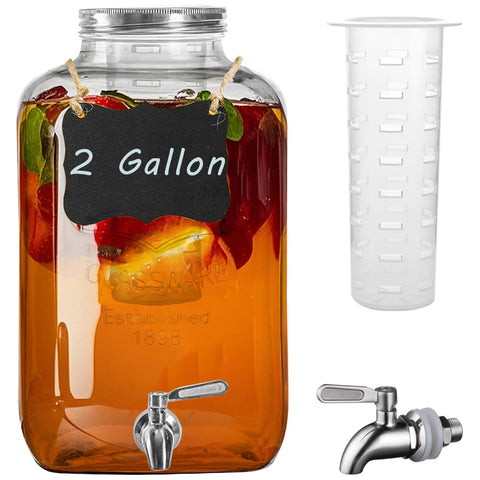 Galssmagic 2-gallon glass dispenser with stainless steel spigot for easy pouring at parties