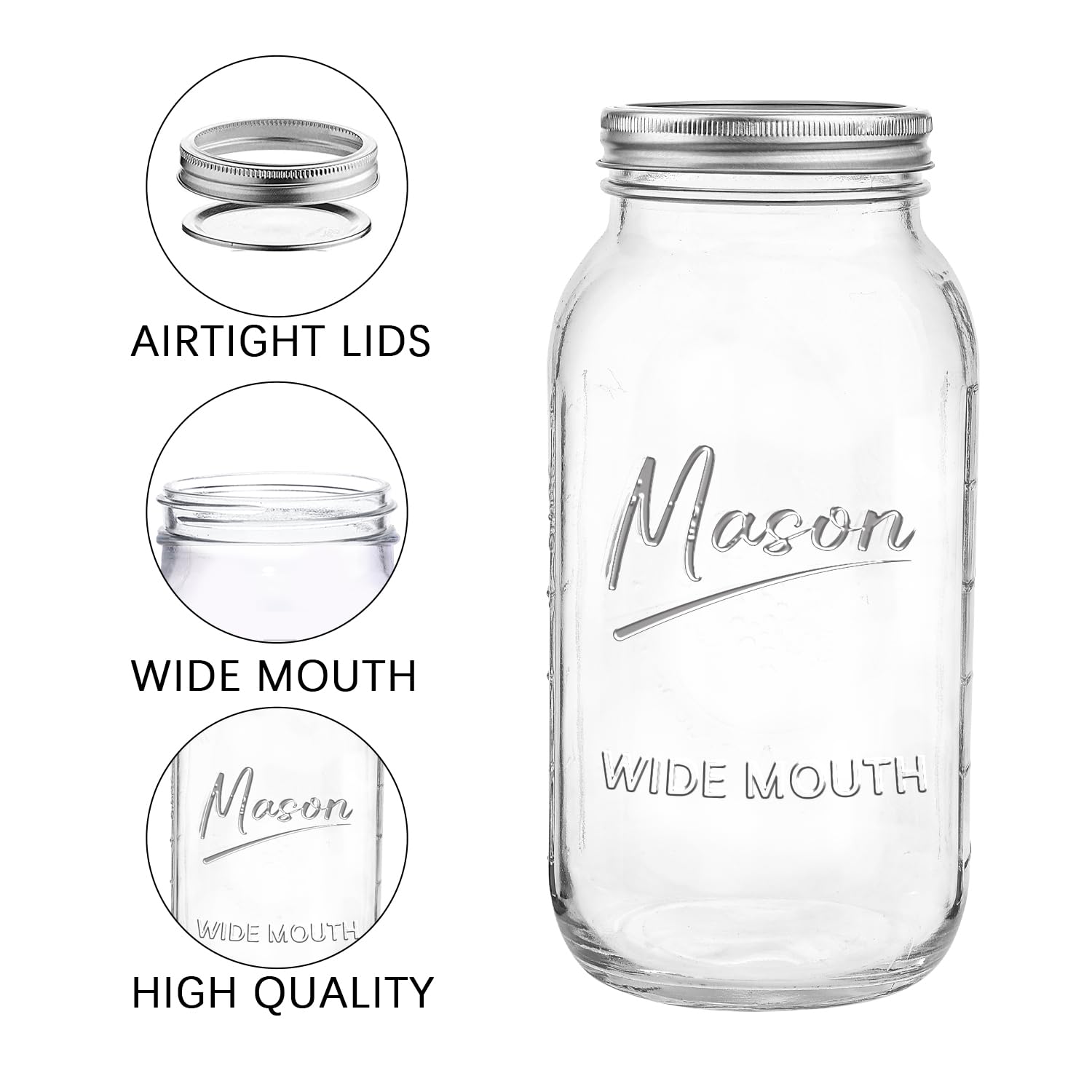Half-gallon Galssmagic mason jar in clear glass for easy content ID.
