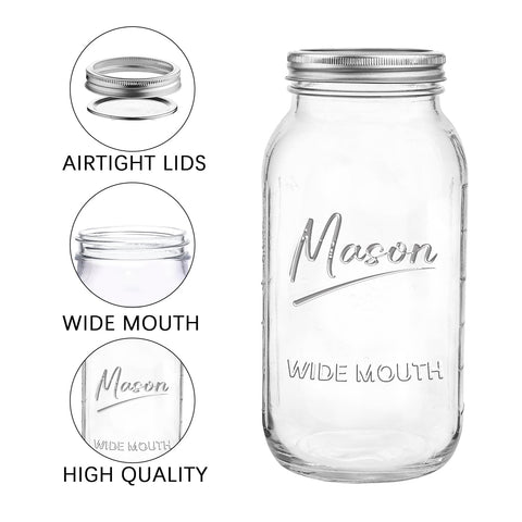 Half-gallon Galssmagic mason jar in clear glass for easy content ID.