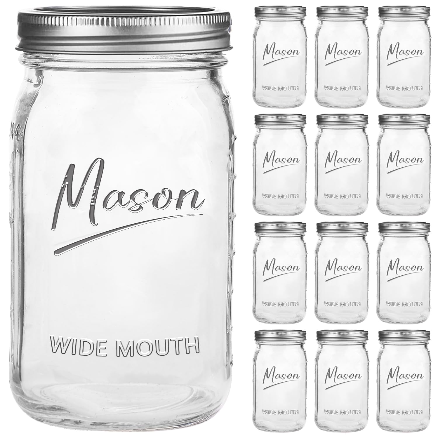 Galssmagic 32 oz wide-mouth mason jar with airtight lid for easy canning