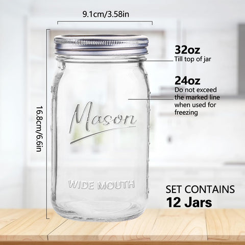 Galssmagic mason jar 32 oz with airtight lid ready for fermenting