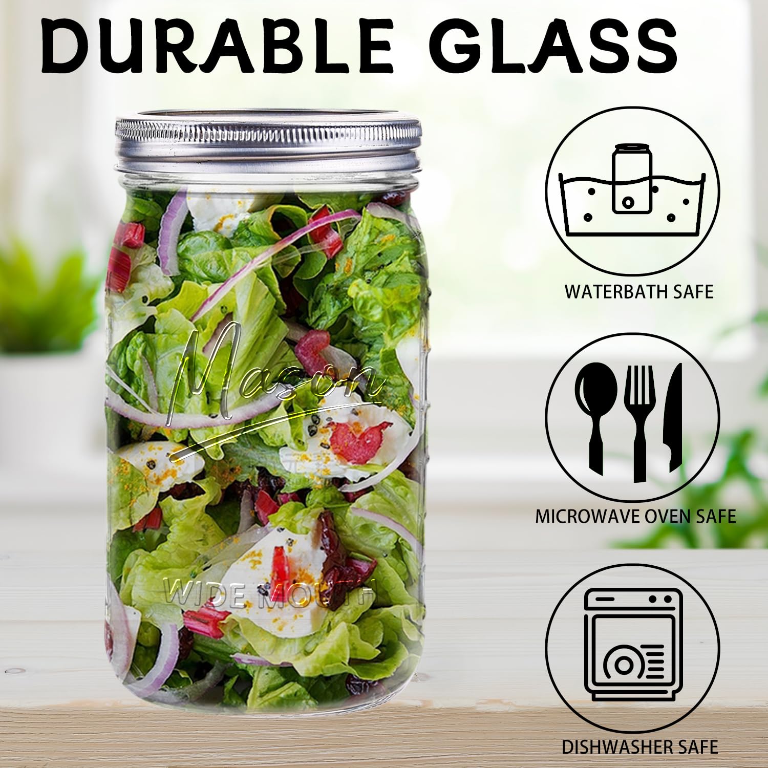 Galssmagic 32 oz jar, wide mouth, great for meal prep and storage
