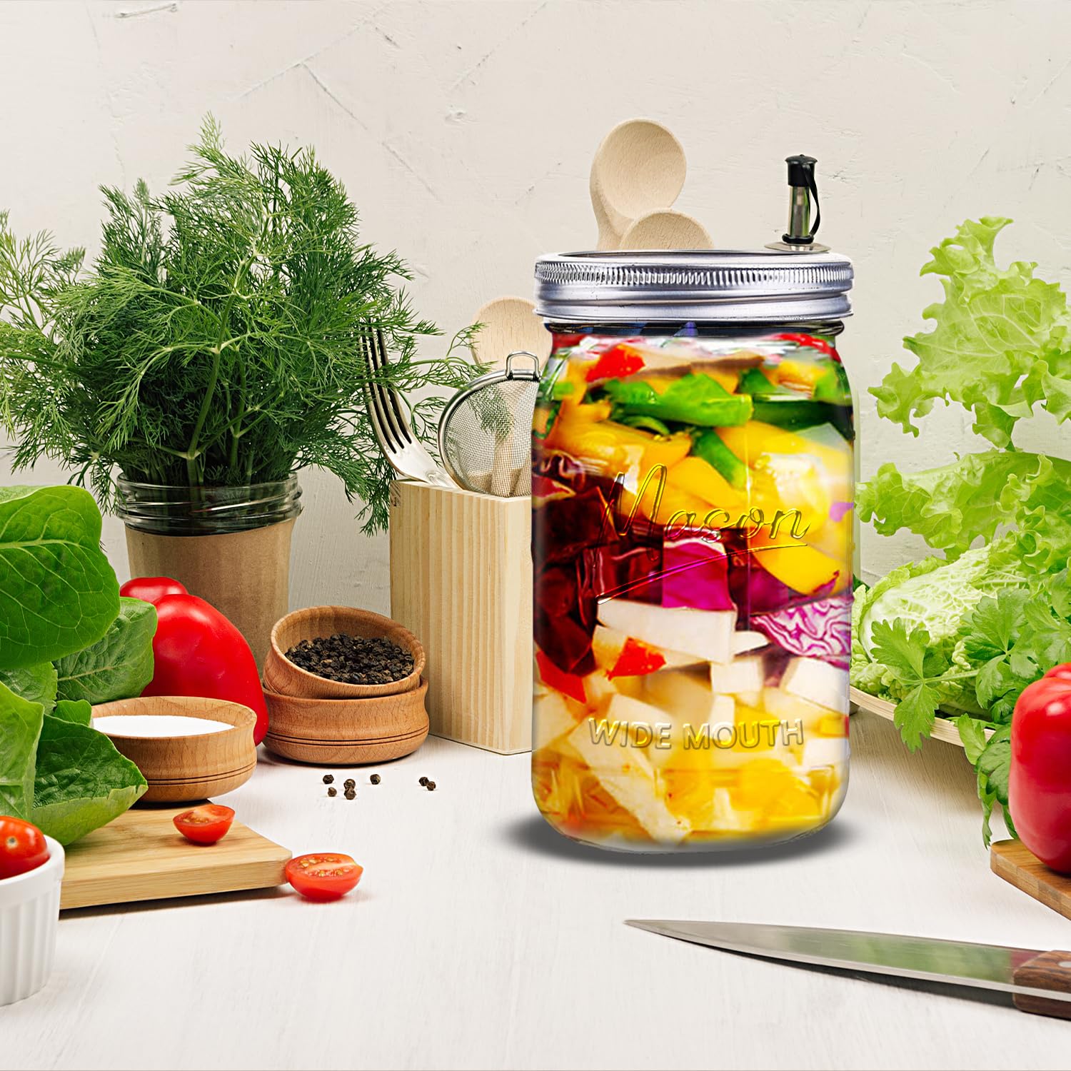 Galssmagic wide-mouth jar 32oz, perfect for pickling and centerpiece displays