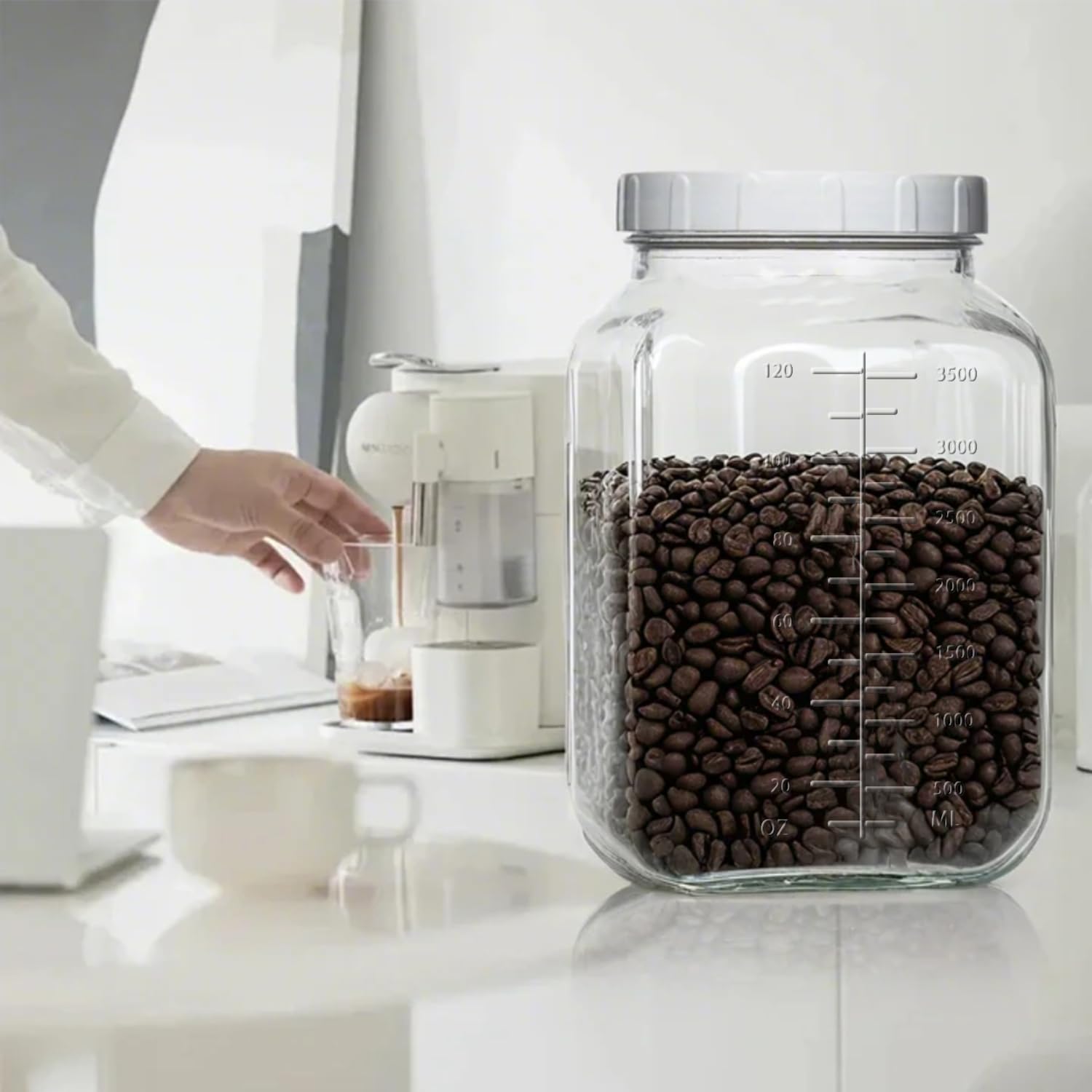 Galssmagic storage jar ideal for eggs, pasta, and pantry staples in the kitchen.