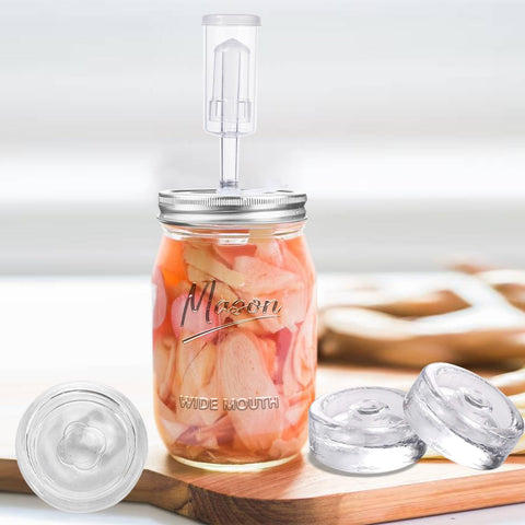 Galssmagic jar shows visible brine with vegetables to monitor progress