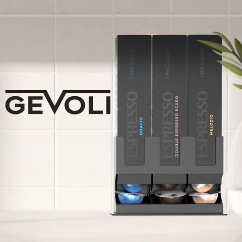 GALVANOX three-box capacity stores up to 30 Vertuo pods