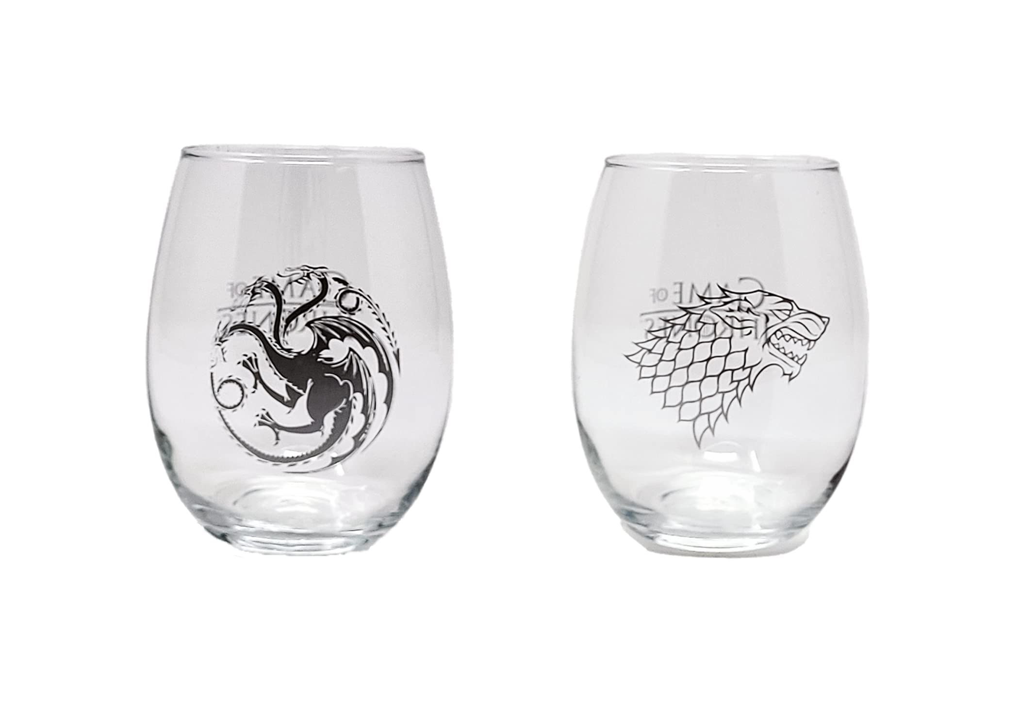 Game of Thrones Stark sigil wine glass with a sturdy stemless design for everyday sipping