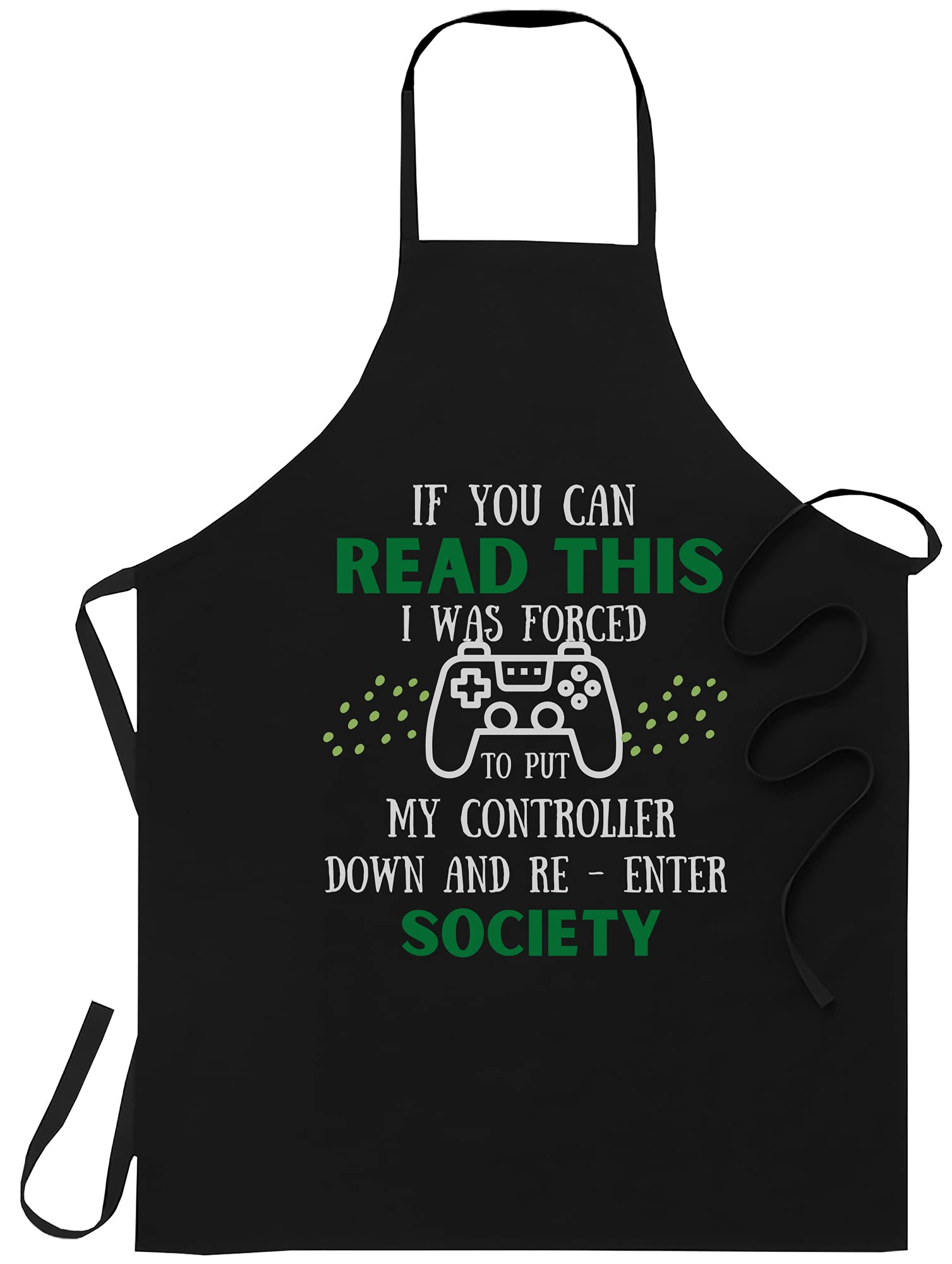 Gamer Black Cooking Apron with adjustable strap for a secure, comfortable fit during cooking.