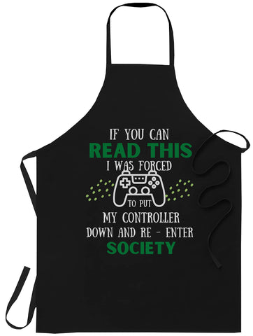 Gamer Black Cooking Apron with adjustable strap for a secure, comfortable fit during cooking.