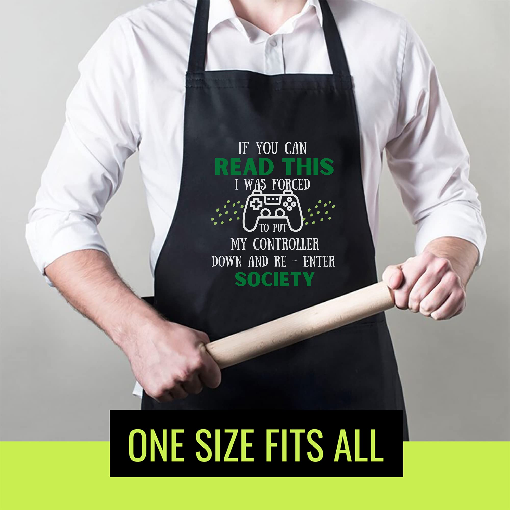 Gamer Black Apron proudly printed in the USA for quality and style.
