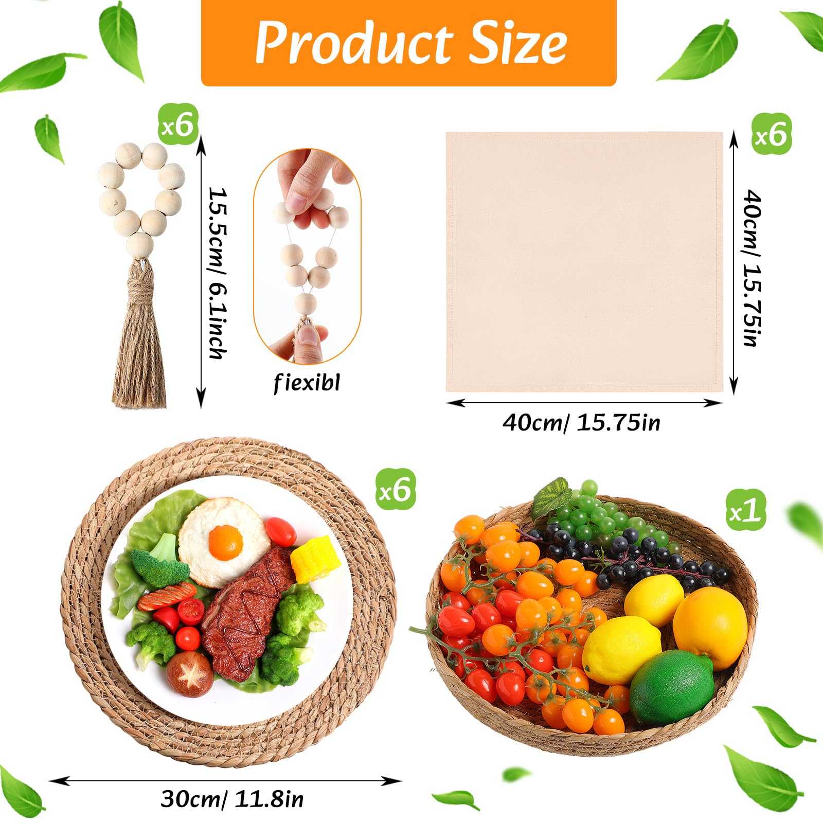 Gandeer boho rectangular placemat displaying durable, easy-clean surface for stylish meals