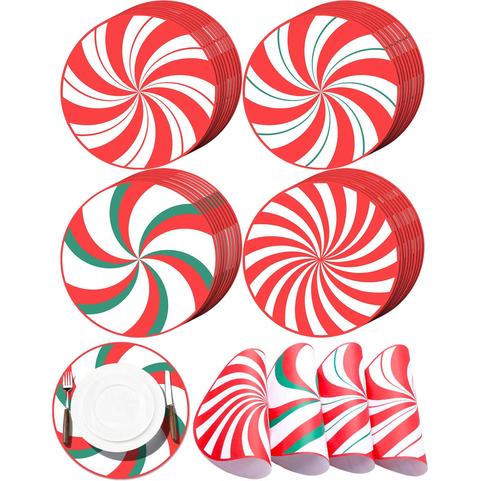 Gandeer peppermint placemat showcases festive 13.5-inch round design for holiday tables