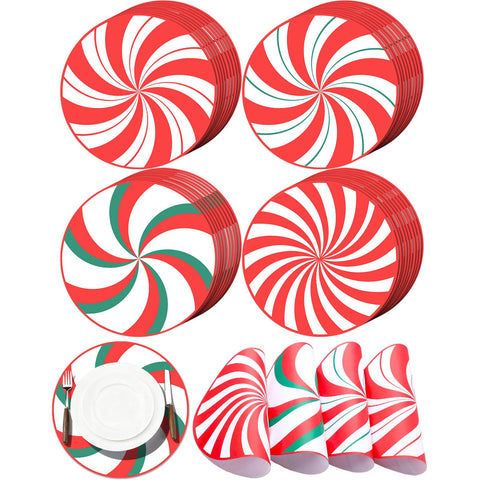 Gandeer peppermint placemat showcases festive 13.5-inch round design for holiday tables