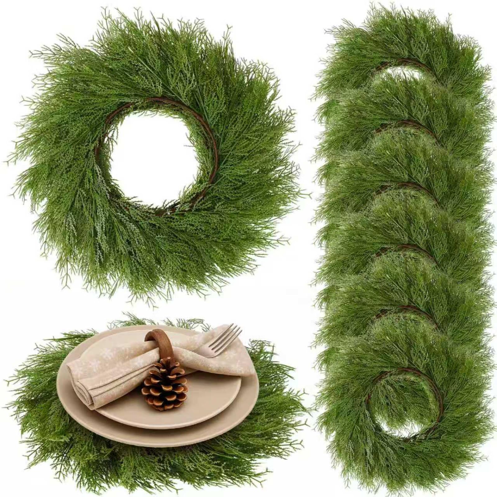 Gandeer Christmas placemats round six-pack protect surfaces with festive style.